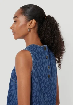 Valerie Leopard Print Denim Shell Top