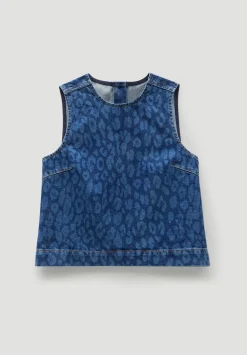 Valerie Leopard Print Denim Shell Top