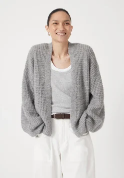 Waffle Stitch Wool Blend Edge to Edge Cardigan