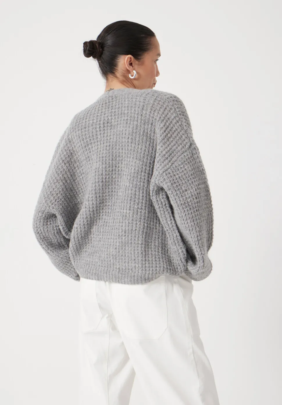 Waffle Stitch Wool Blend Edge to Edge Cardigan