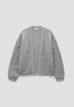 Waffle Stitch Wool Blend Edge to Edge Cardigan
