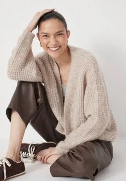 Waffle Stitch Wool Blend Edge to Edge Cardigan