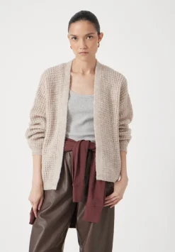 Waffle Stitch Wool Blend Edge to Edge Cardigan