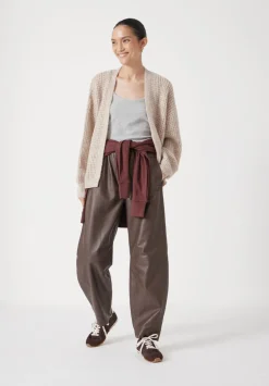 Waffle Stitch Wool Blend Edge to Edge Cardigan