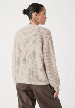 Waffle Stitch Wool Blend Edge to Edge Cardigan