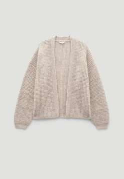 Waffle Stitch Wool Blend Edge to Edge Cardigan