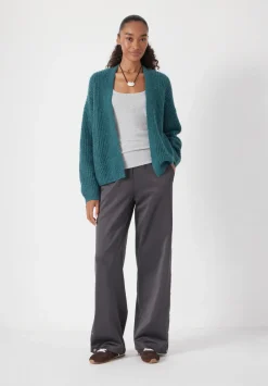 Waffle Stitch Wool Blend Edge to Edge Cardigan