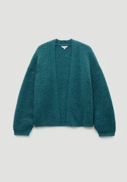 Waffle Stitch Wool Blend Edge to Edge Cardigan