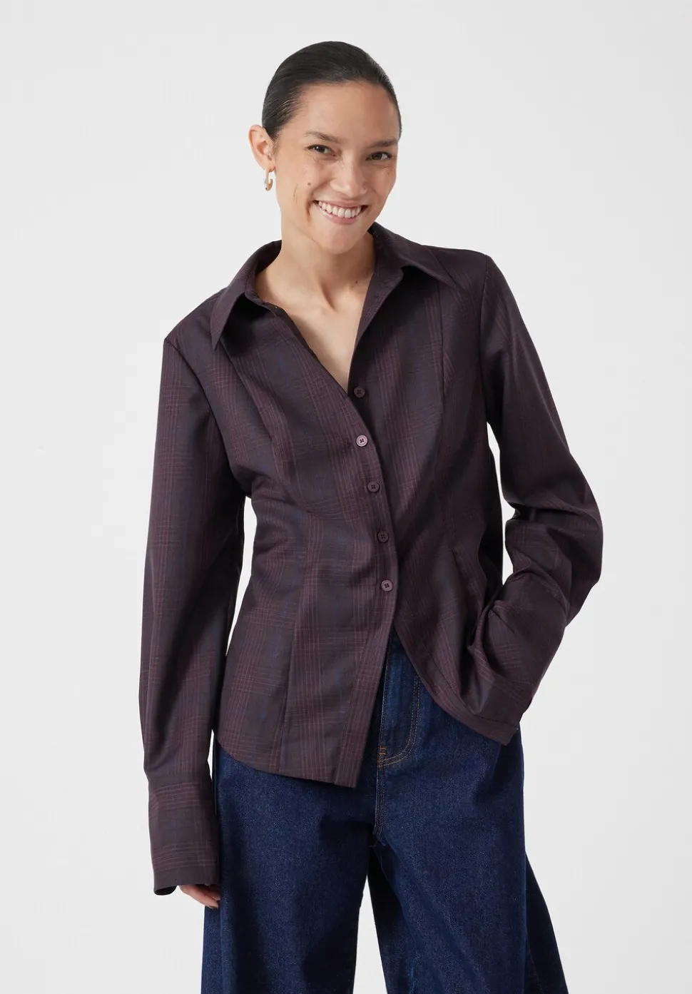 Waisted Checked Wool Shirt