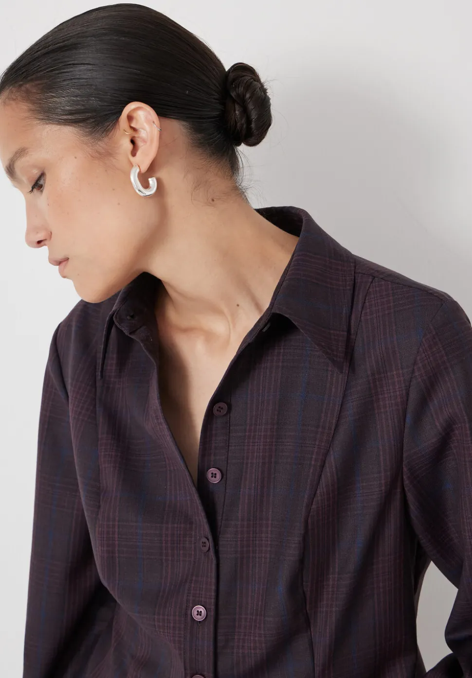 Waisted Checked Wool Shirt