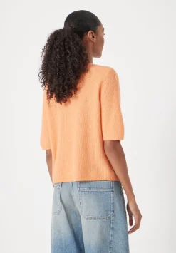 Wool Blend Short Sleeve Ribbed Cardigan