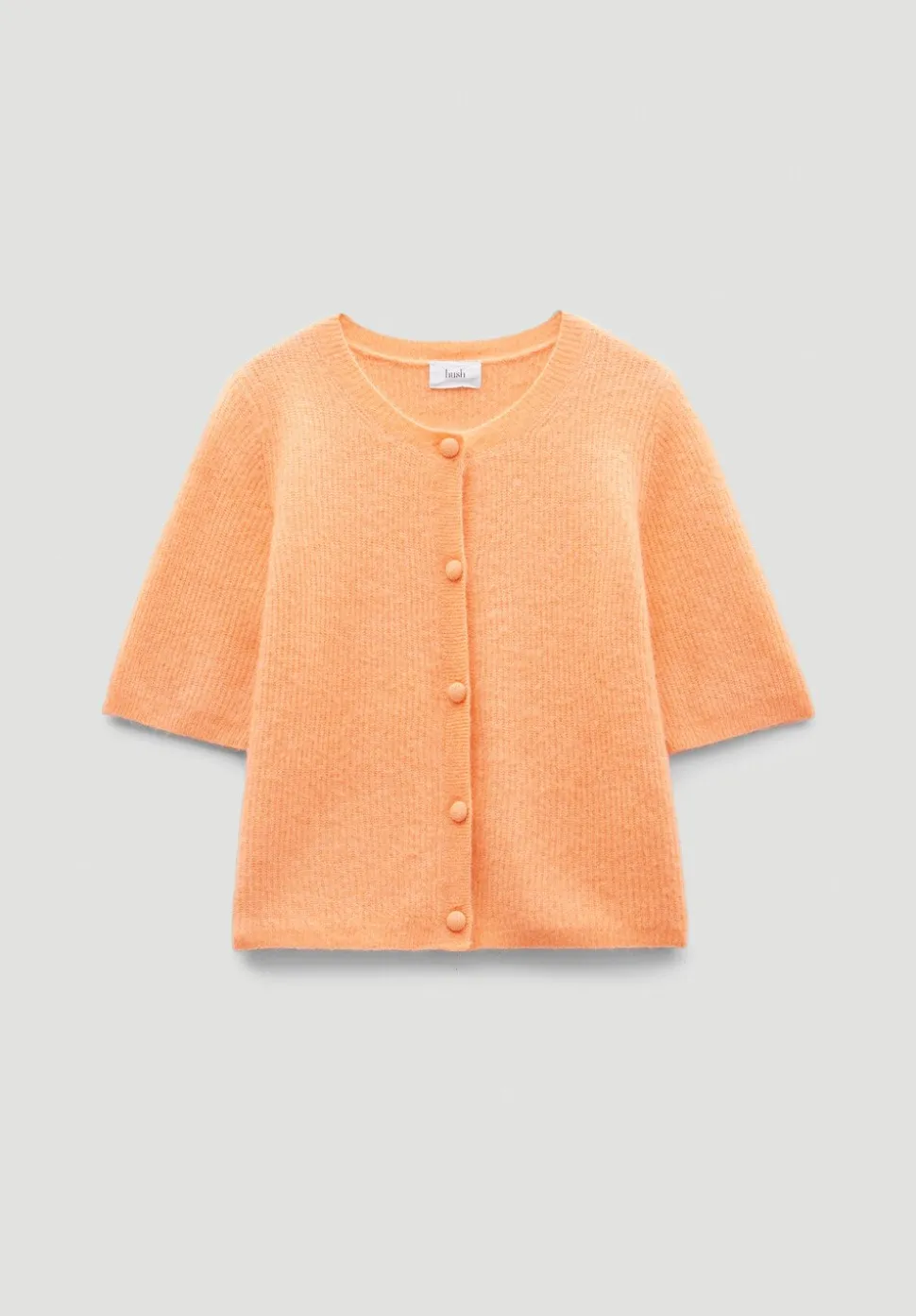 Wool Blend Short Sleeve Ribbed Cardigan