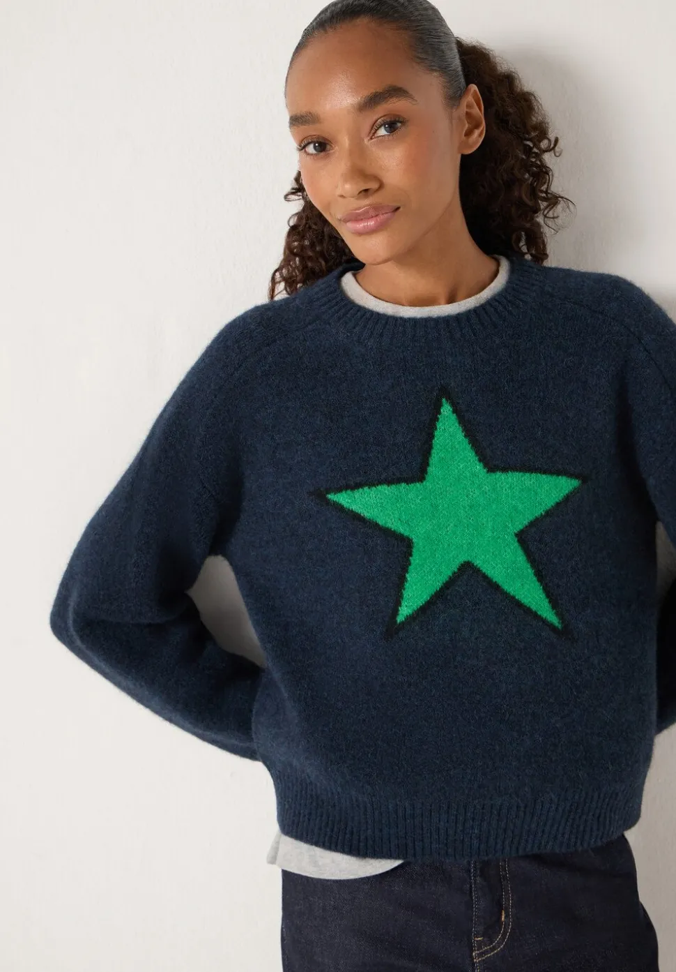 Wool Blend Star Jacquard Jumper