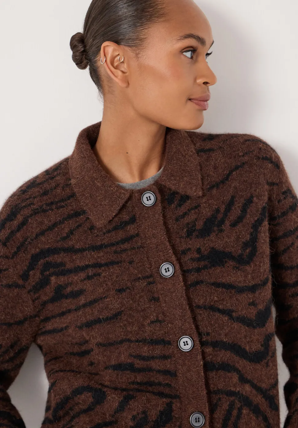 Wool Blend Tiger Jacquard Shirt Jacket
