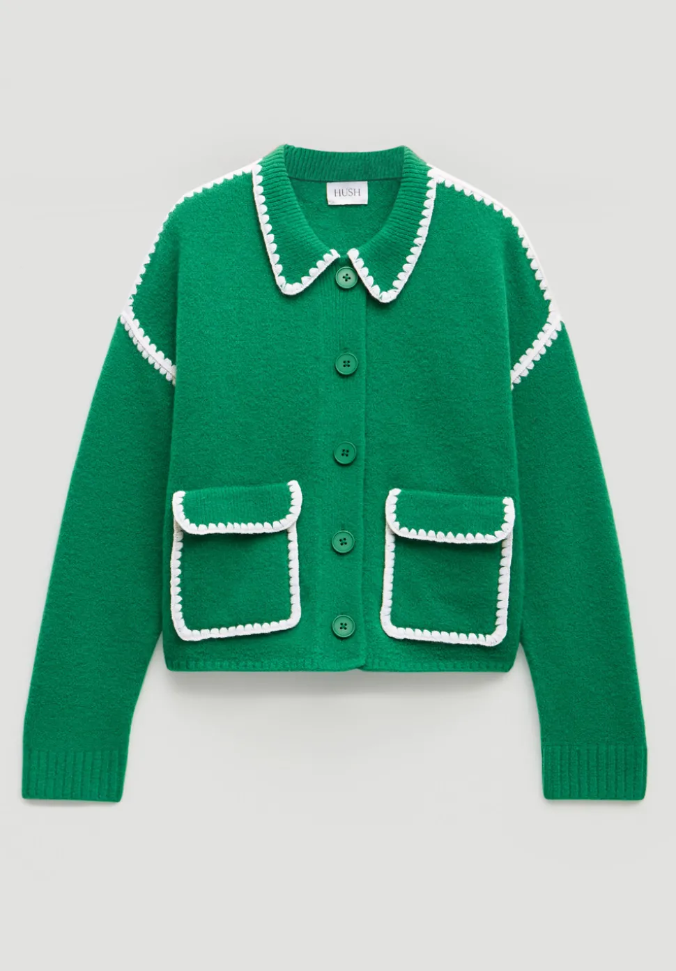 Wool Blend Whipstitch Trim Shirt Jacket