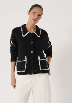 Wool Blend Whipstitch Trim Shirt Jacket