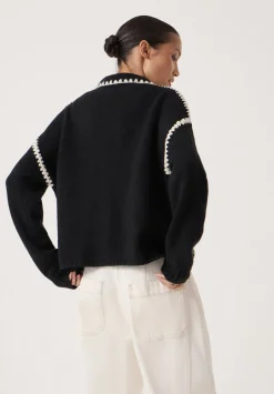 Wool Blend Whipstitch Trim Shirt Jacket