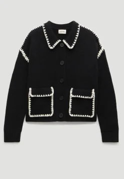 Wool Blend Whipstitch Trim Shirt Jacket