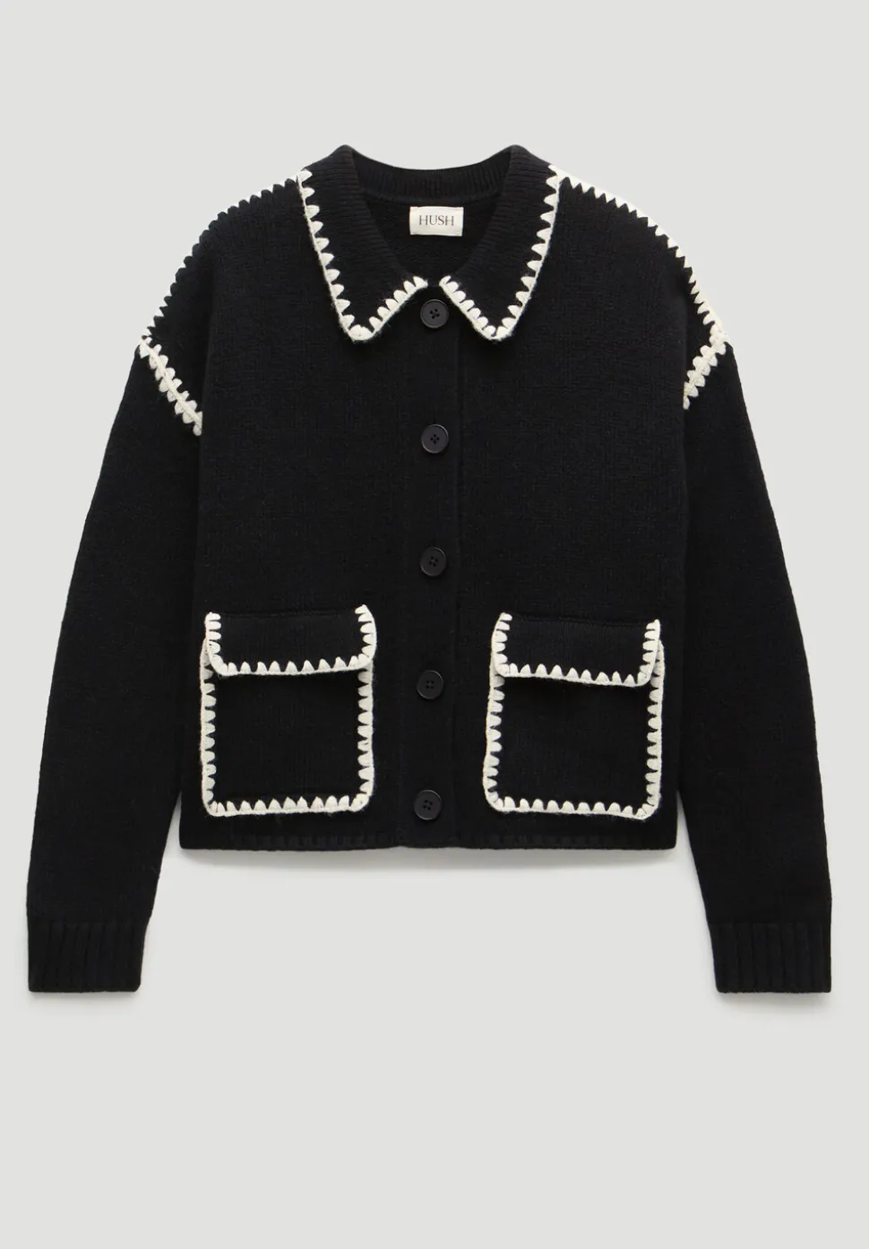 Wool Blend Whipstitch Trim Shirt Jacket