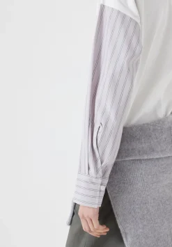 Woven Mix Long Sleeve T-Shirt