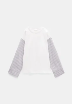 Woven Mix Long Sleeve T-Shirt