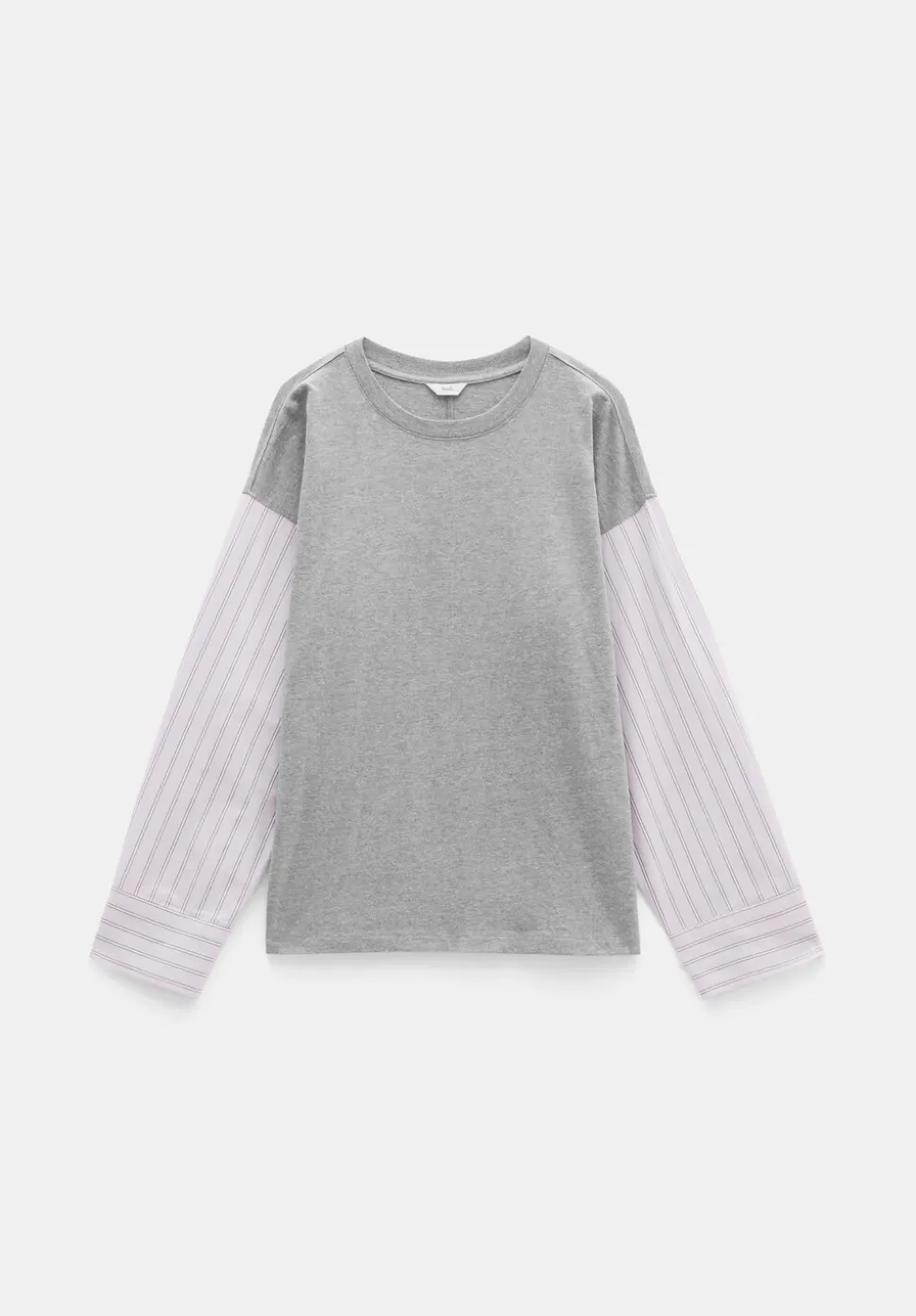 Woven Mix Long Sleeve T-Shirt