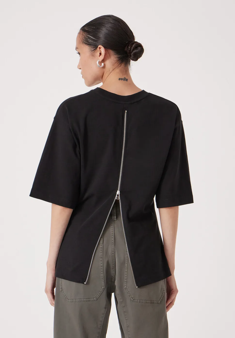 Zip Back Cotton T-Shirt