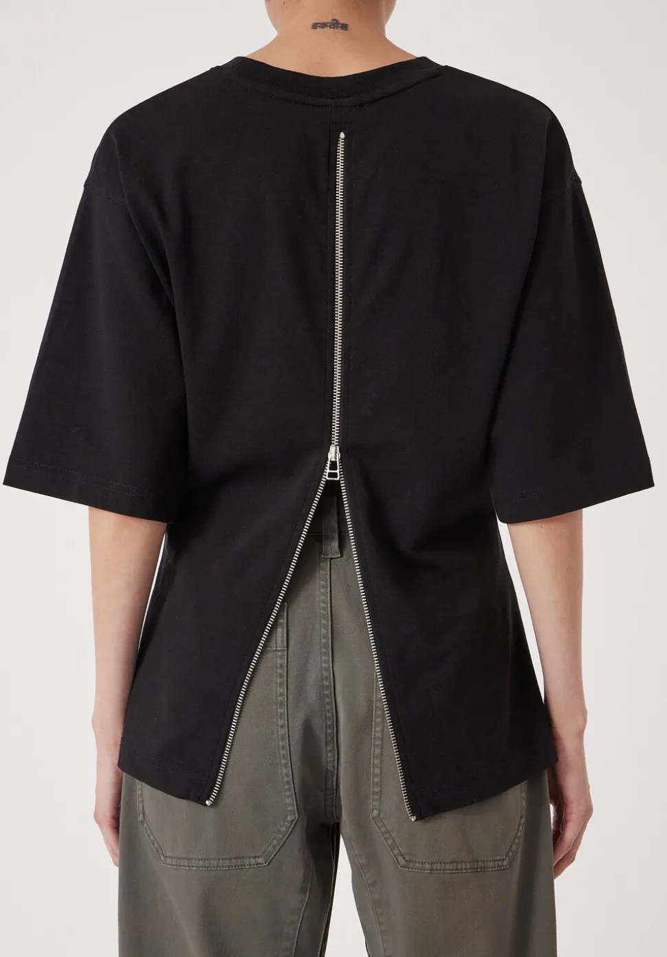 Zip Back Cotton T-Shirt