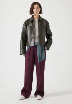 Zip Front Leather Jacket
