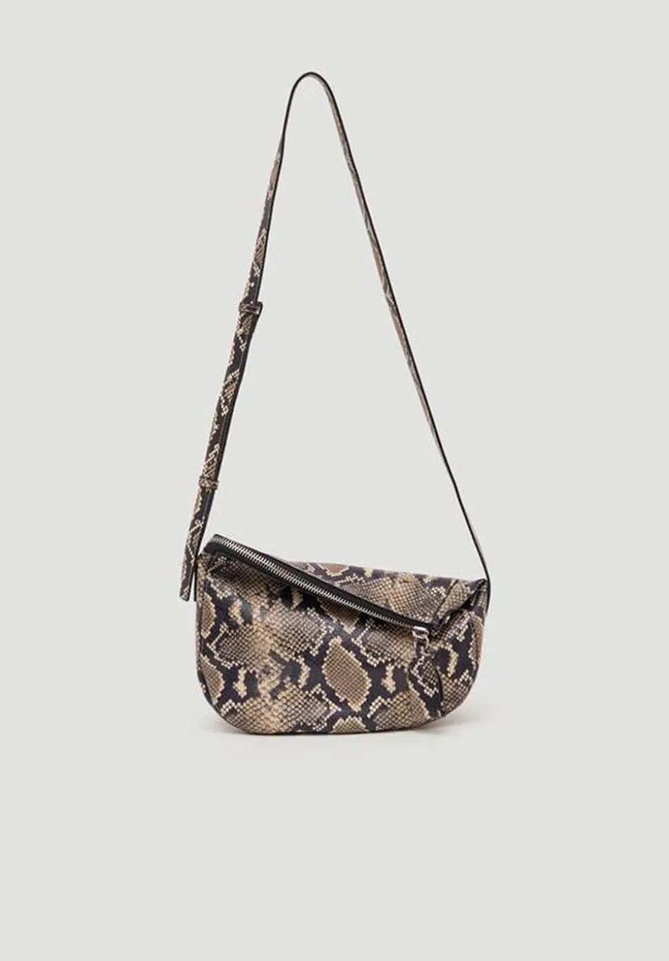 Zippy Crescent Leather Crossbody Bag