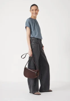 Zippy Crescent Leather Crossbody Bag