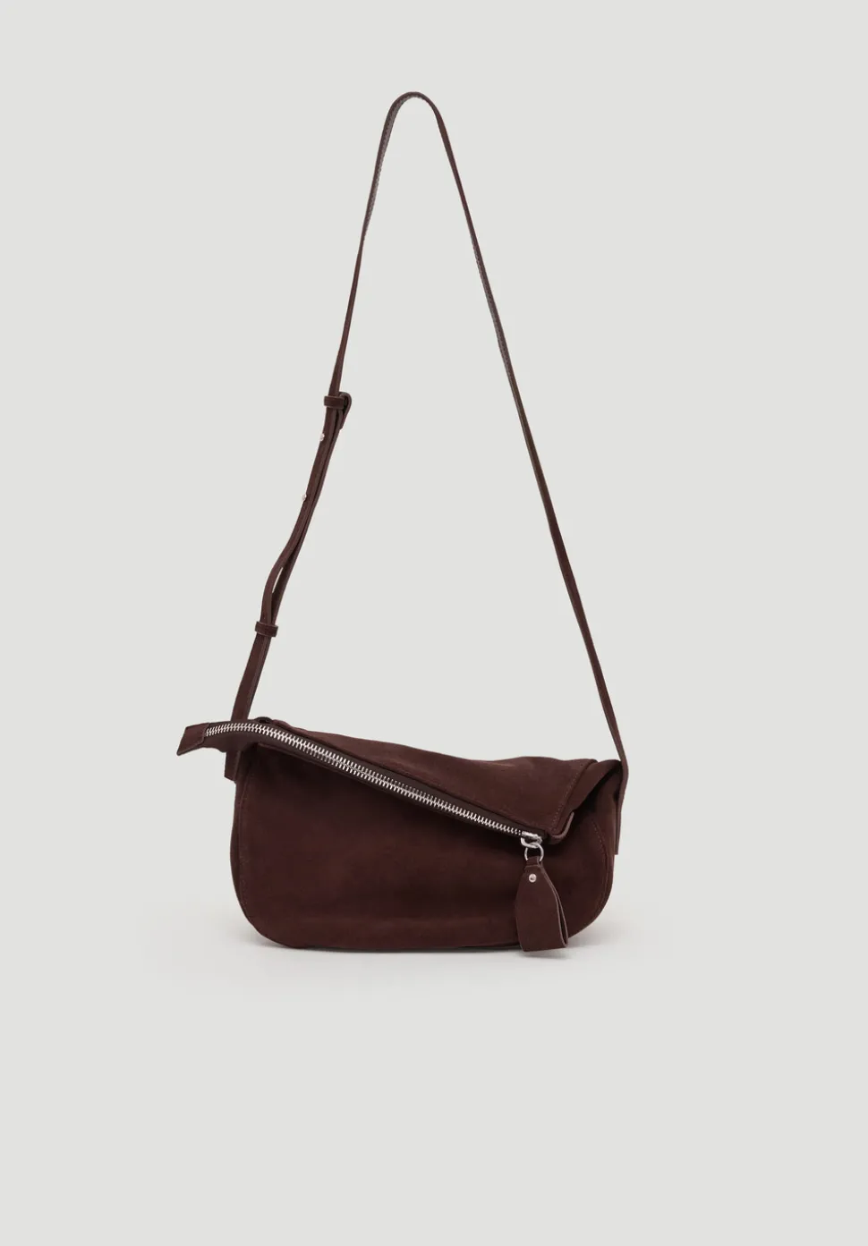 Zippy Crescent Leather Crossbody Bag